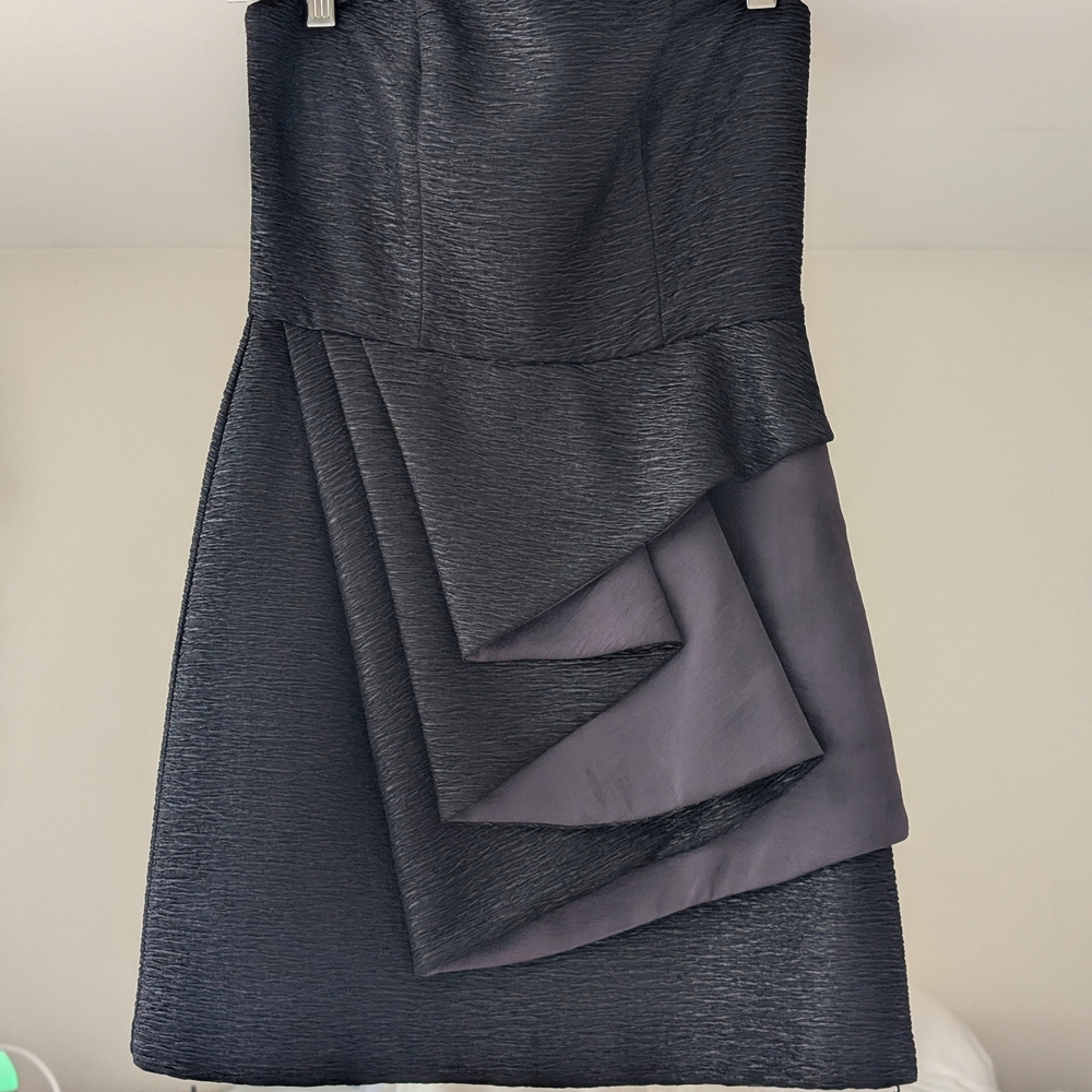 Bcbgeneration Black Asymmetrical Ruffled Straples… - image 2